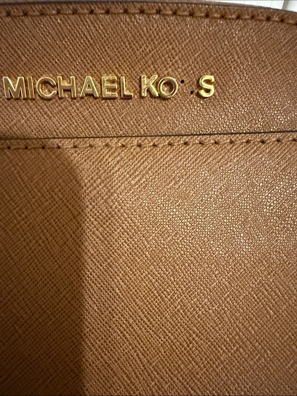 Michael Kors Cognac Leather Dome Crossbody with Gold Chain